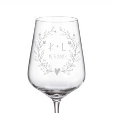 Svatební sklenička na víno Květinový monogram